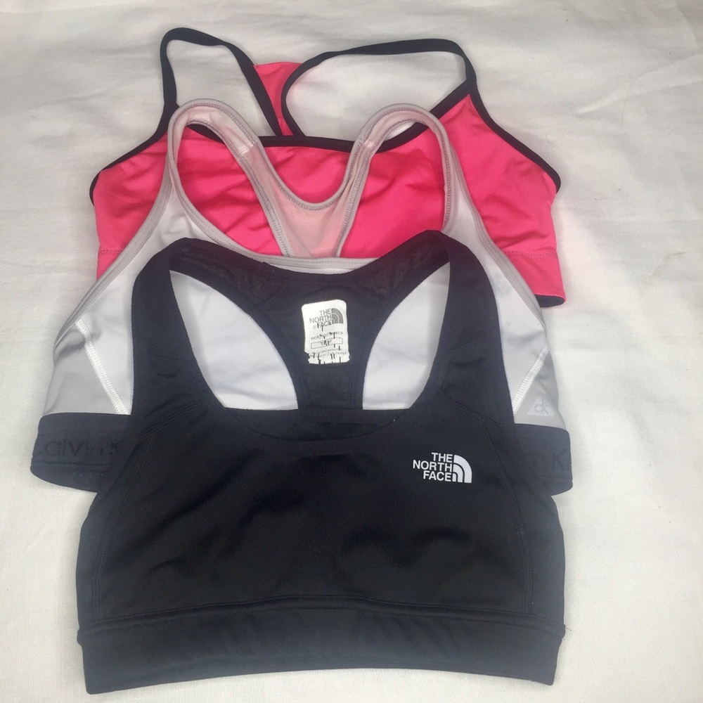 3 Bra Lot | North Face | Calvin Klein | LG Pink - Picture 1 of 8